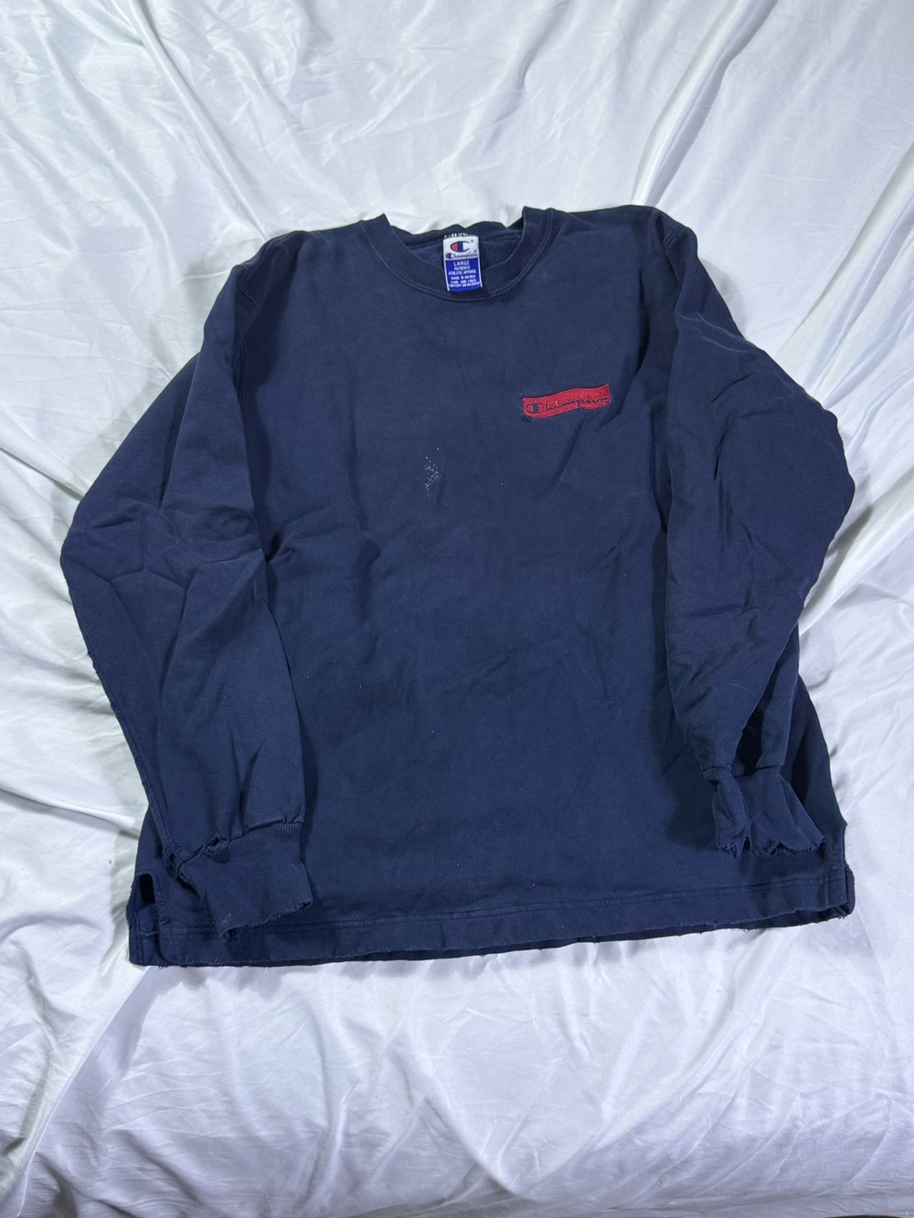 Vintage Champion Navy Crewneck Sweatshirt Reverse Weave VTG Y2K Thrashed